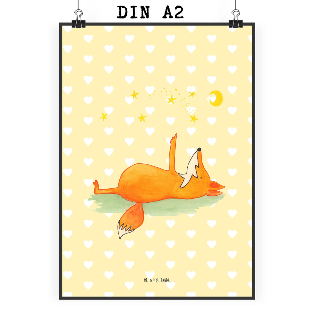 Poster Fox Stars Wanddekoration, Kunstdruck, Wandposter, Bild, Wanddeko, Küchenposter, Wanddeko Bild, Designposter, Raumdekoration, Poster, Posterdruck, Mr. & Mrs. Panda Poster, Kinderposter, Handgemaltes Poster, Fuchs, Romantik, Füchse, Spruch positiv, Always Look on the Bright Side of Life, tröstende Worte, Spruch schön