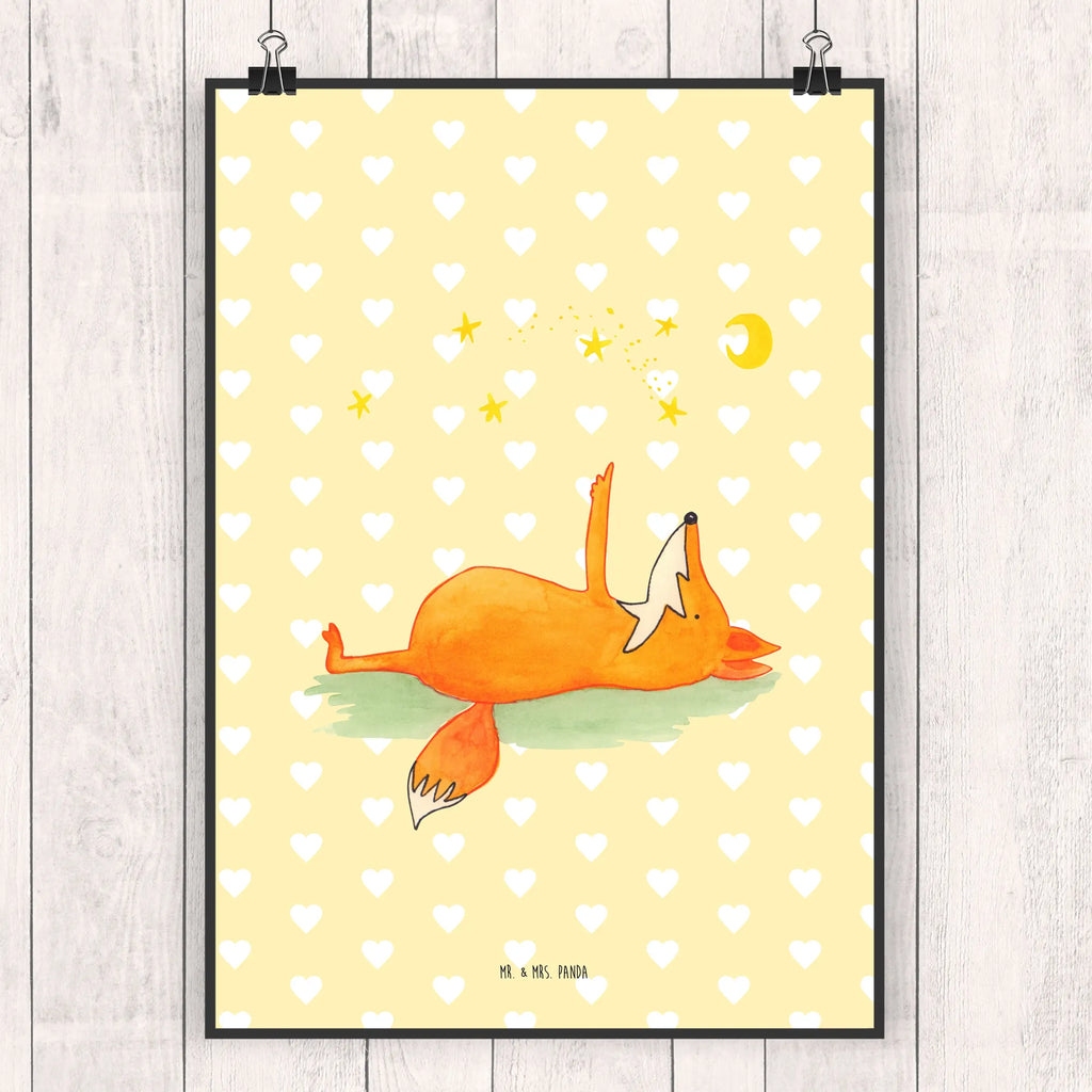 Poster Fox Stars Wanddekoration, Kunstdruck, Wandposter, Bild, Wanddeko, Küchenposter, Wanddeko Bild, Designposter, Raumdekoration, Poster, Posterdruck, Mr. & Mrs. Panda Poster, Kinderposter, Handgemaltes Poster, Fuchs, Romantik, Füchse, Spruch positiv, Always Look on the Bright Side of Life, tröstende Worte, Spruch schön