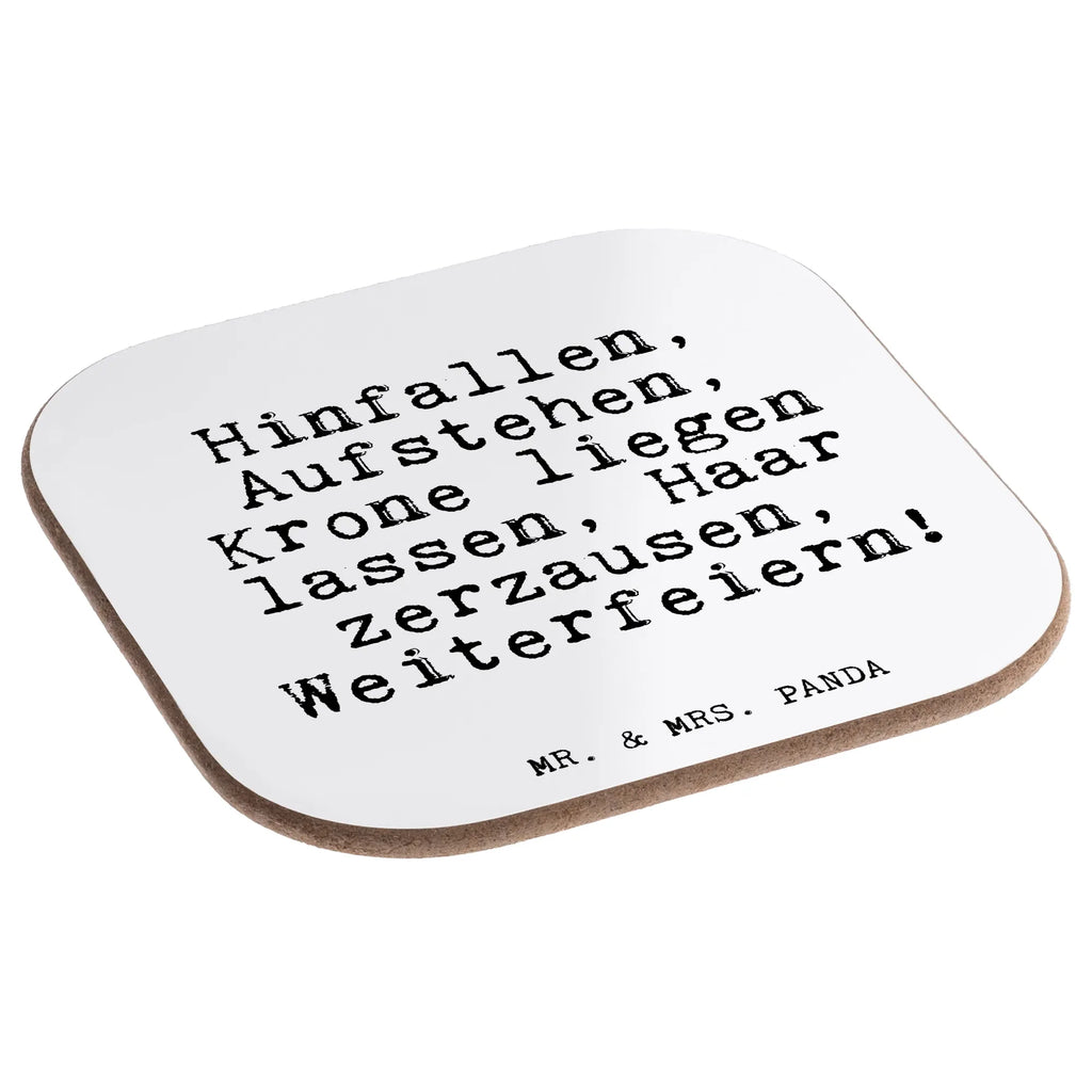 Square coaster Hinfallen, Aufstehen, Krone liegen... gift, party, gifts, glass coasters, breakfast, presents, Coasters, saying, sayings, funny, wisdom, quotes, Glizzer Spell Proverbs Wisdom Quotes Funny Wisdom Words