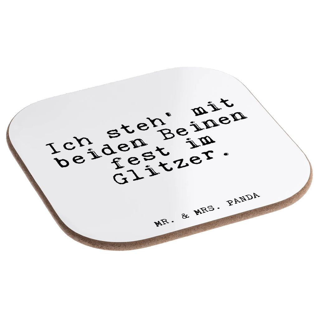 Square coaster Ich steh' mit beiden... presents, gifts, glass coasters, breakfast, Coasters, party, gift, saying, sayings, funny, wisdom, quotes, Glizzer Spell Proverbs Wisdom Quotes Funny Wisdom Words