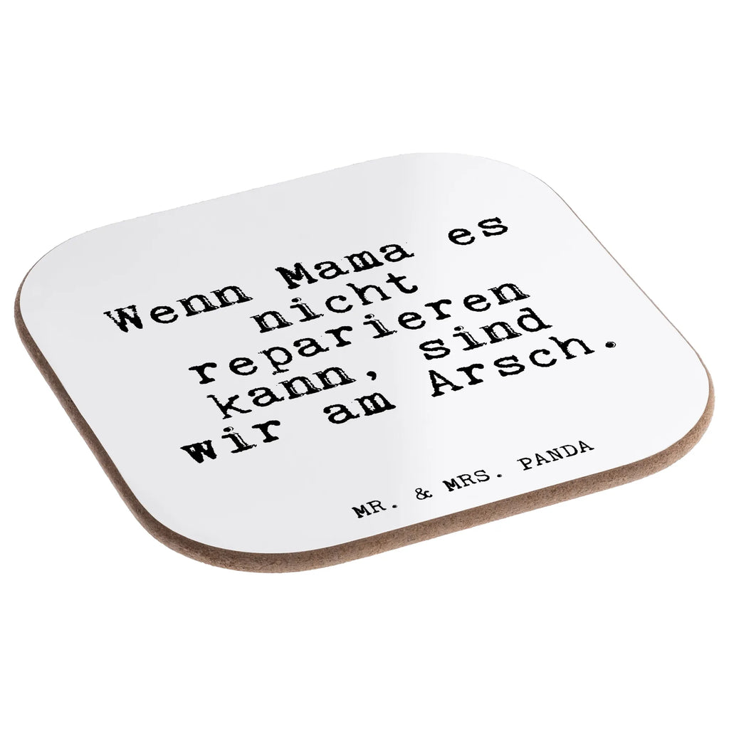 Square coaster Wenn Mama es nicht... presents, Coasters, gifts, party, gift, breakfast, glass coasters, saying, sayings, funny, wisdom, quotes, Glizzer Spell Proverbs Wisdom Quotes Funny Wisdom Words