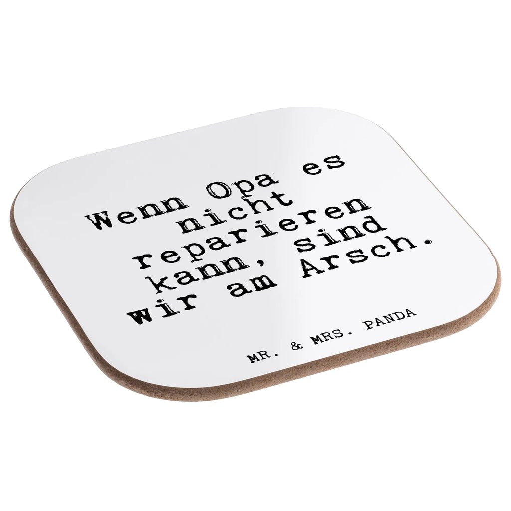 Square coaster Wenn Opa es nicht... breakfast, glass coasters, gifts, Coasters, presents, gift, party, saying, sayings, funny, wisdom, quotes, Glizzer Spell Proverbs Wisdom Quotes Funny Wisdom Words