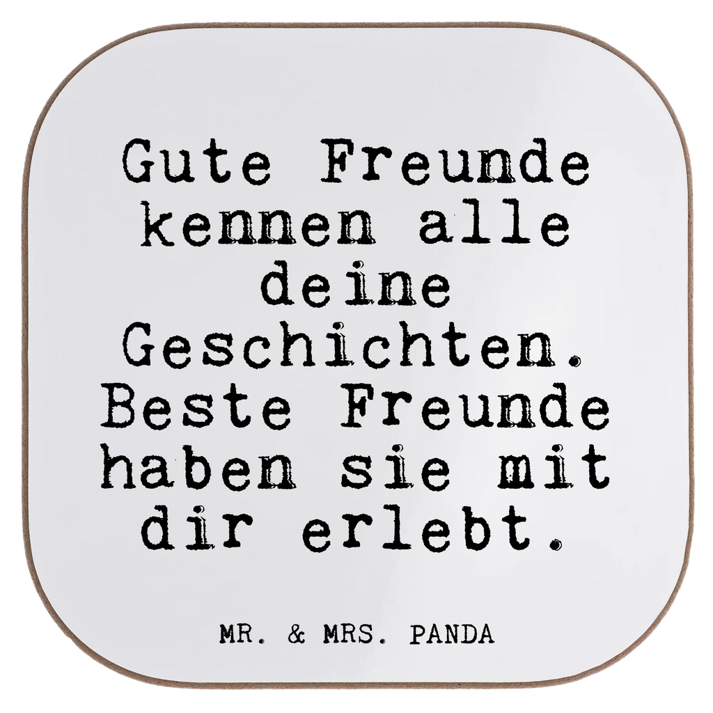 Square coaster Gute Freunde kennen alle... gift, Coasters, party, glass coasters, breakfast, presents, gifts, saying, sayings, funny, wisdom, quotes, Glizzer Spell Proverbs Wisdom Quotes Funny Wisdom Words