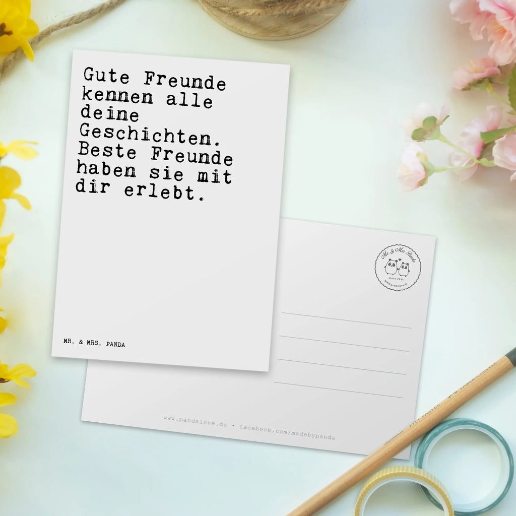 Postkarte Sprüche und Zitate Gute Freunde kennen alle deine Geschichten. Beste Freunde haben sie mit dir erlebt. Einladungskarte, Karte, Ansichtskarten, Einladung Geburtstag, Geschenkkarte, Grußkarte, Geburtstagskarte, Einladungskarten Geburtstag, Dankeskarte, Postkarte, Ansichtskarte, Einladung, Spruch, Sprüche, lustige Sprüche, Weisheiten, Zitate, Spruch Geschenke, Spruch Sprüche Weisheiten Zitate Lustig Weisheit Worte
