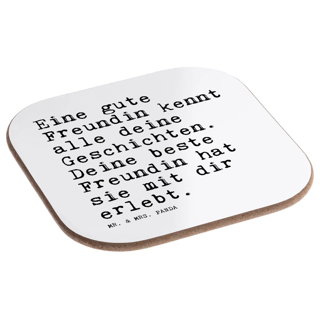 Square coaster Eine gute Freundin kennt... glass coasters, gift, party, presents, Coasters, breakfast, gifts, saying, sayings, funny, wisdom, quotes, Sayings Proverbs Wisdom Quotes Funny Wisdom Words