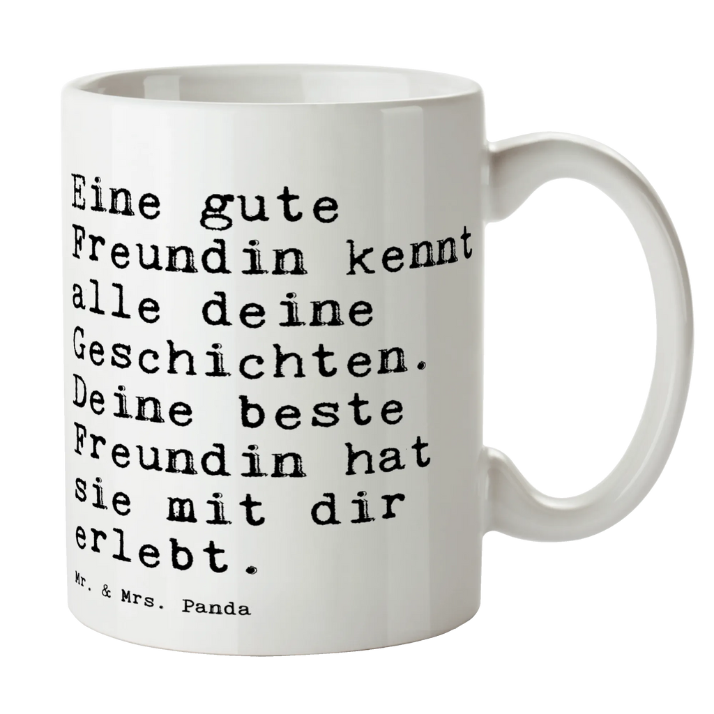 Tasse Sprüche und Zitate Eine gute Freundin kennt alle deine Geschichten. Deine beste Freundin hat sie mit dir erlebt. Teetasse, Geschenktasse, Tasse mit Motiven, Bürotasse, Kaffeetasse, Tasse, Keramiktasse, Tasse mit Zitaten, Porzellantasse, Spruch, Sprüche, lustige Sprüche, Weisheiten, Zitate, Spruch Geschenke, Spruch Sprüche Weisheiten Zitate Lustig Weisheit Worte