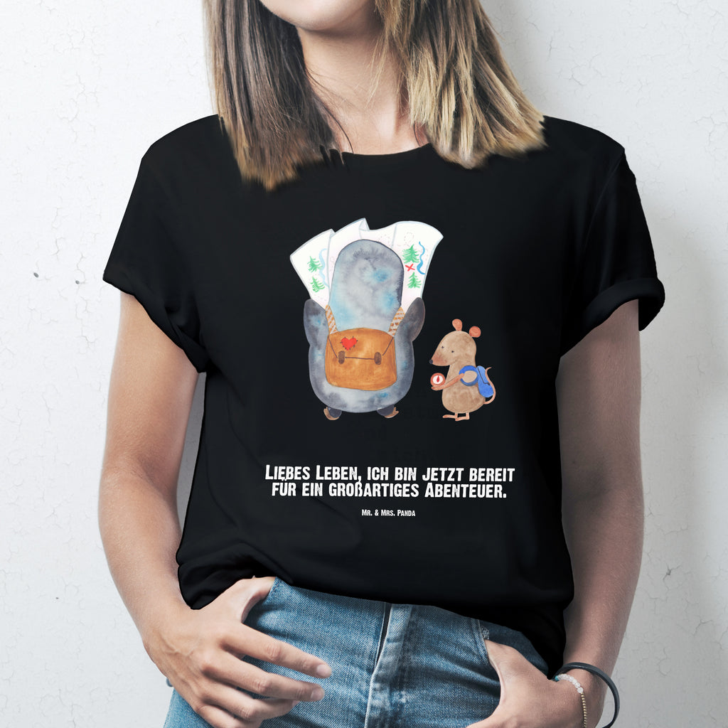 Personalisiertes T-Shirt Pinguin & Maus Wanderer T-Shirt Personalisiert, T-Shirt mit Namen, T-Shirt mit Aufruck, Männer, Frauen, Wunschtext, Bedrucken, Pinguin, Pinguine, Abenteurer, Abenteuer, Roadtrip, Ausflug, Wanderlust, wandern