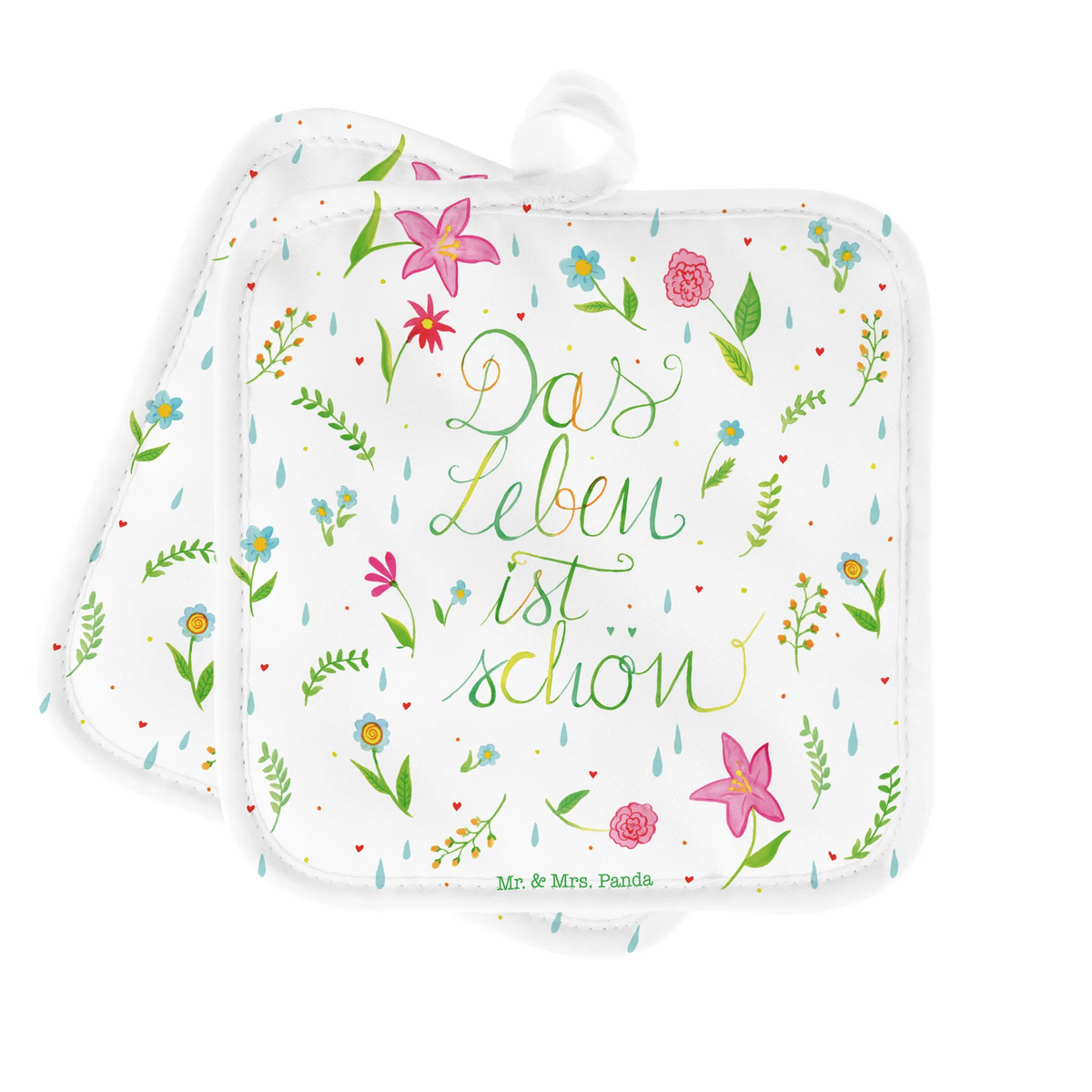 Pot holder Flower Life oven glove, baking, gloves, oven mitts, kitchen, oven cloth set, potholders, cooking, set, Nature, joy of life, love, Flowers, Saying about life, Being happy, Life is beautiful, Motivation saying