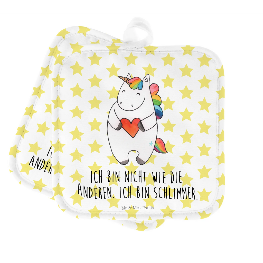 Pot holder unicorn Heart Topfhandschuhe, 2er Set Topflappen, Topflappenset, Topflappen, Topflappen 2er Set, Topflappen Set, topfhalter, Topfuntersetzer, Einhörner, Einhorn Deko, Unicorn, Einhorn, böse, Anders, Witzig, Freundin, Herz, Lustig, Schlimm, Bunt