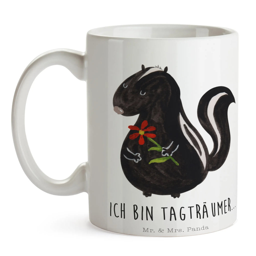 Mug skunk flower Geschenktasse, Tasse mit Motiven, Kaffeetasse, Bürotasse, Keramiktasse, Porzellantasse, Teetasse, Tasse, Tasse mit Zitaten, Stinktier, Skunk, Raubtier, Dreams, Träume, Tagträumer, Stinker, Stinki, Wildtier, verträumt
