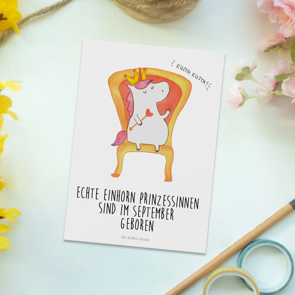 Postcard September postcards, invitation, gift card, card, letter, invitation card, paper, Postcard, gift, unicorn, unicorns, unicornprincess, birthday, girlfriend present, queen, birthday gift, bff gift, present