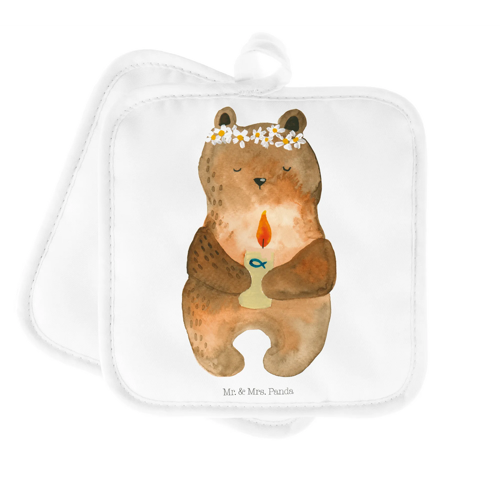 2er Set Topflappen  Bär Kommunion Topfhandschuhe, Topflappenset, Topflappen 2er Set, Topflappen Set, 2er Set Topflappen, Topflappen, Topfuntersetzer, topfhalter, Bär, Teddy, Teddybär, Taufkerze, Kommunion, Gottes Segen, Katholisch