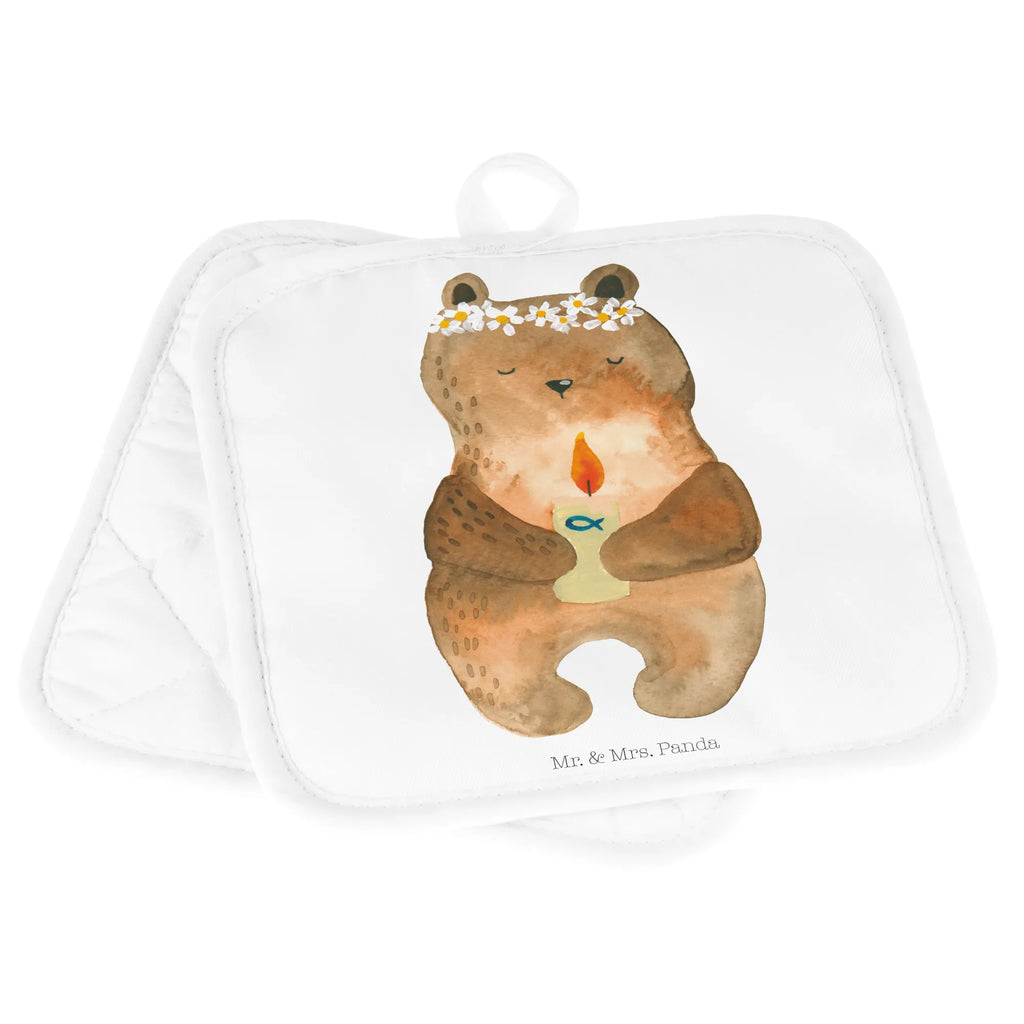 2er Set Topflappen  Bär Kommunion Topfhandschuhe, Topflappenset, Topflappen 2er Set, Topflappen Set, 2er Set Topflappen, Topflappen, Topfuntersetzer, topfhalter, Bär, Teddy, Teddybär, Taufkerze, Kommunion, Gottes Segen, Katholisch