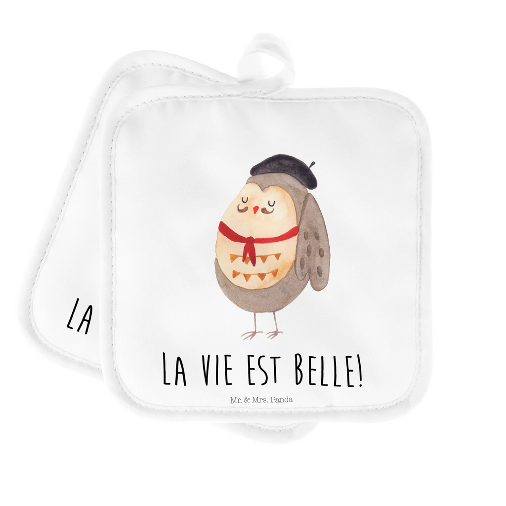 2er Set Topflappen  Eule Frankreich Topflappenset, Topflappen, Topflappen mit Spruch, Topflappen lustig, Schöne Topflappen, Topfhandschuh, Ofenhandschuh, Topflappen Set, Topflappen 2er Set, Ofenhandschuhe, Topfhandschuhe, Topfuntersetzer, Eule, Owl, das Leben ist schön, Spruch Französisch, Eule Deko, Spruch schön, Frankreich, hibou, La vie est belle, Eulen