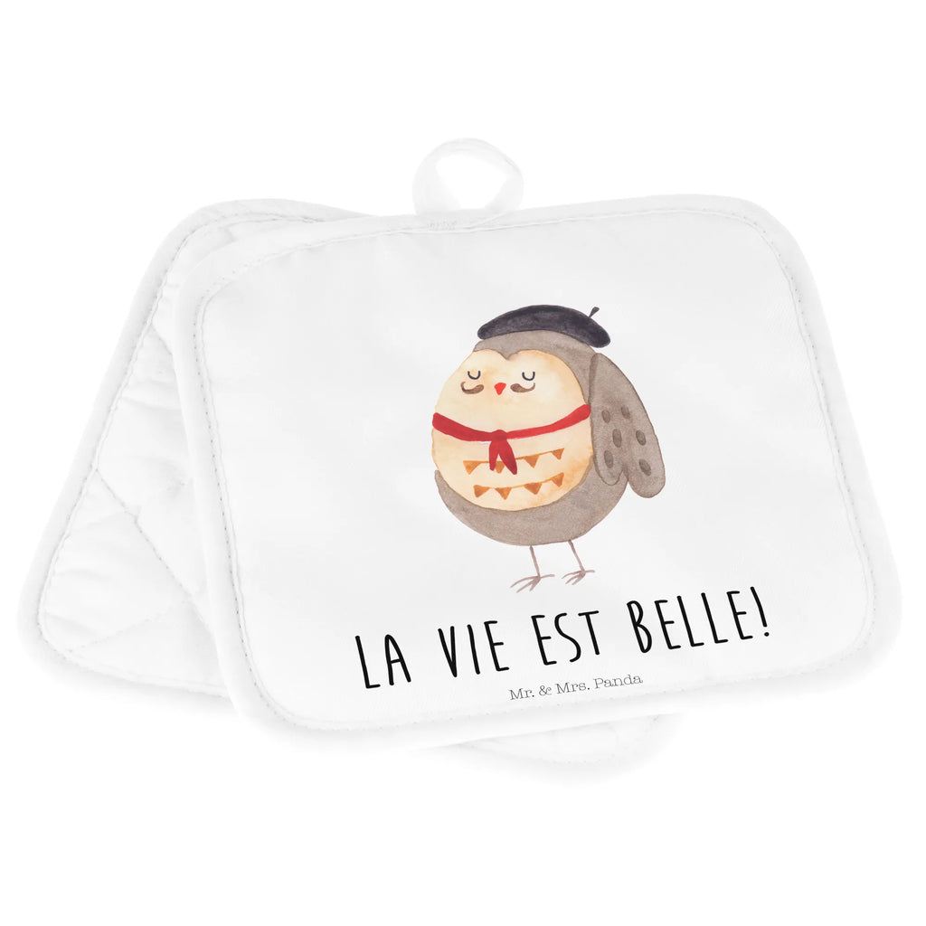 2er Set Topflappen  Eule Frankreich Topflappenset, Topflappen, Topflappen mit Spruch, Topflappen lustig, Schöne Topflappen, Topfhandschuh, Ofenhandschuh, Topflappen Set, Topflappen 2er Set, Ofenhandschuhe, Topfhandschuhe, Topfuntersetzer, Eule, Owl, das Leben ist schön, Spruch Französisch, Eule Deko, Spruch schön, Frankreich, hibou, La vie est belle, Eulen
