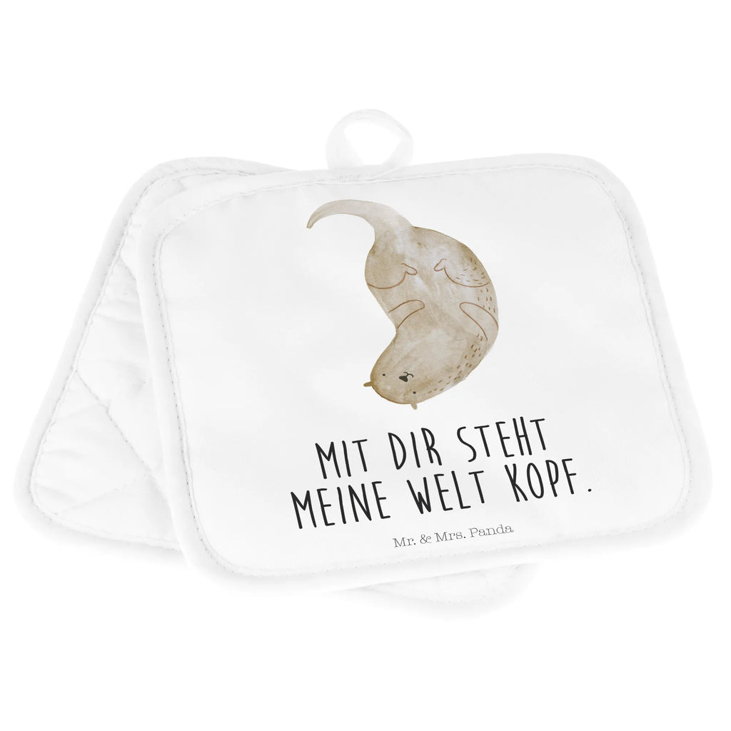2er Set Topflappen  Otter Kopfüber Topflappenset, Topflappen 2er Set, Topfhandschuhe, Topfuntersetzer, Topflappen Set, Topflappen, 2er Set Topflappen, topfhalter, Otter, Fischotter, Seeotter, Otter Seeotter See Otter