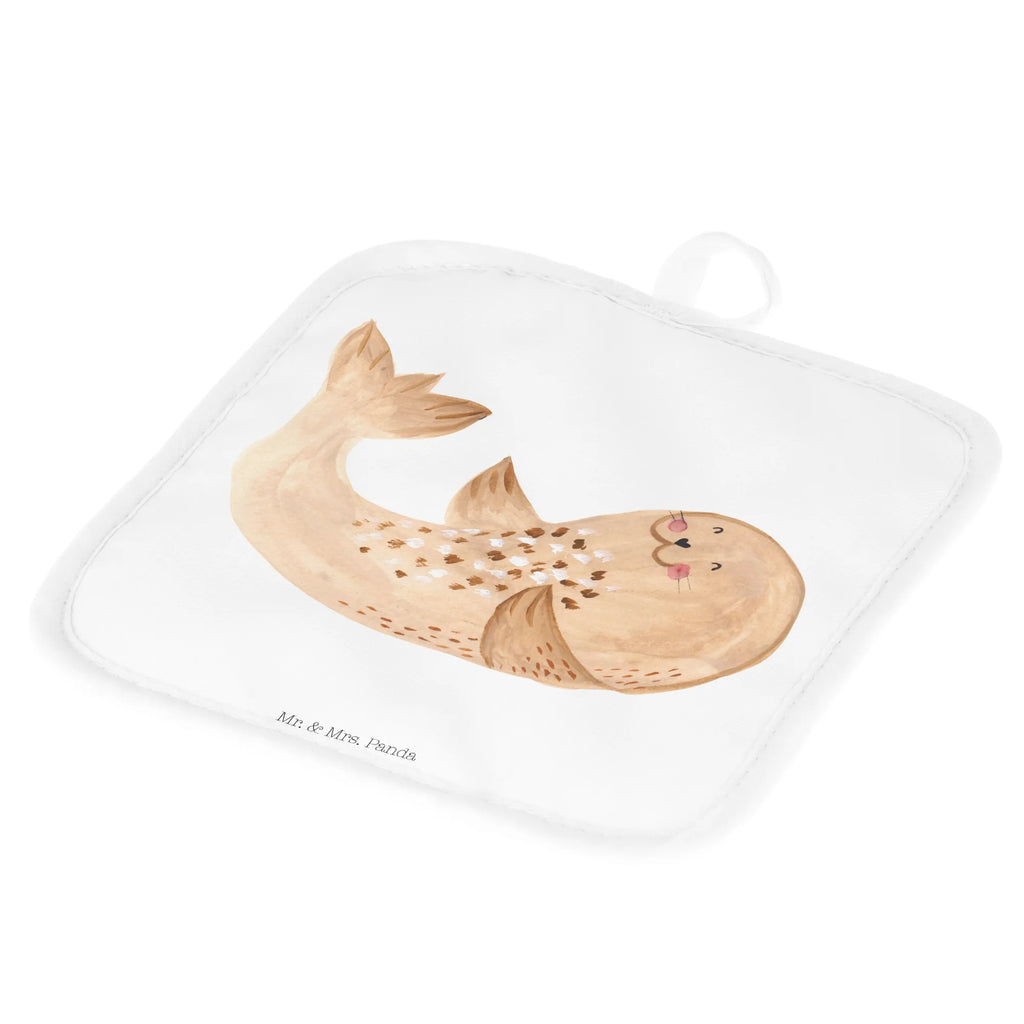 2er Set Topflappen  Robbe Liegen topfhalter, 2er Set Topflappen, Topflappenset, Topfuntersetzer, Topflappen Set, Topflappen 2er Set, Topflappen, Topfhandschuhe, Gute Laune, Tiermotive, Tiere, Lustige Sprüche, Robbe, Freude, Lachen, Ostsee, Strand, Nordsee, Seehund, Robben, Meerestier