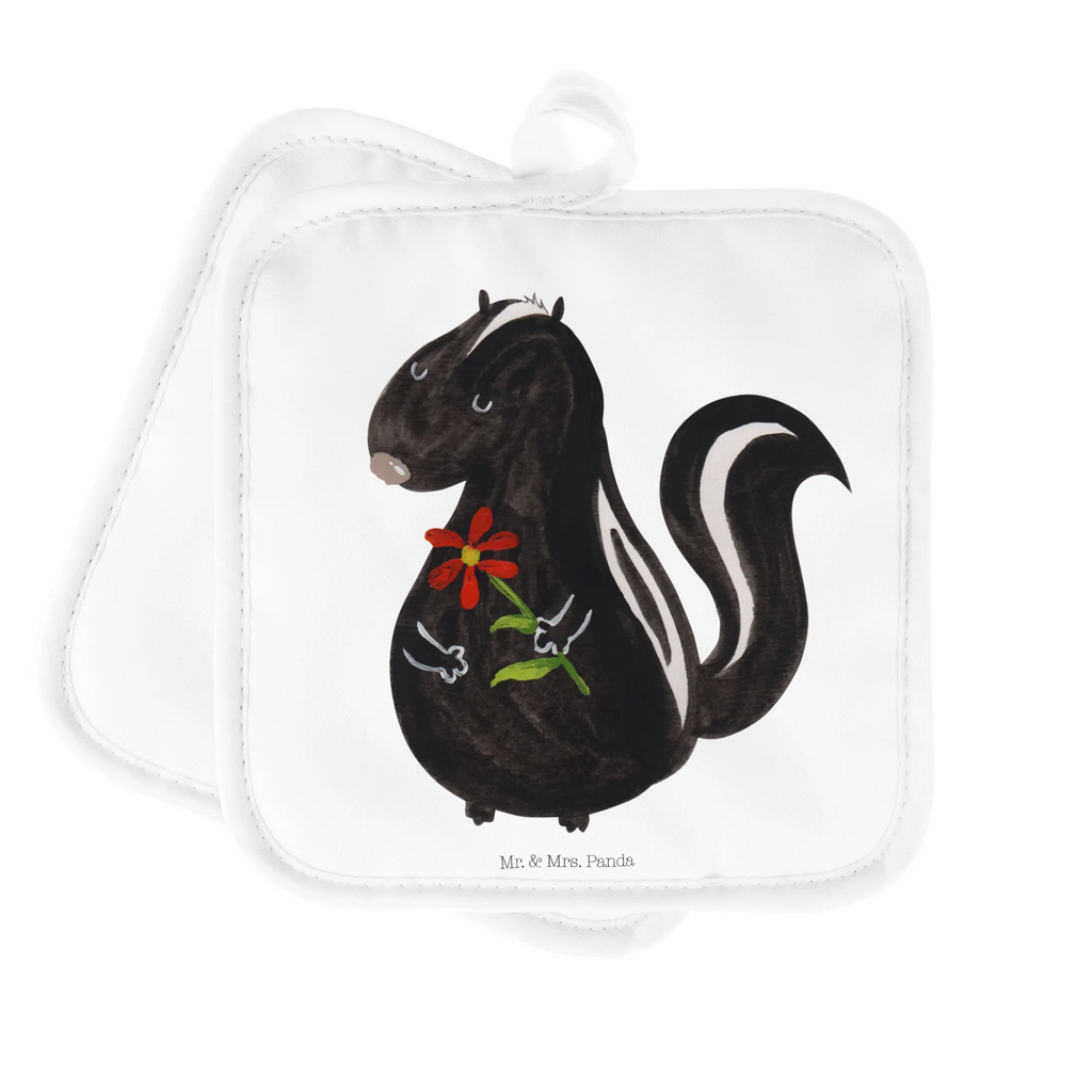 2er Set Topflappen  Stinktier Blume Ofenhandschuh, Topflappen, Topflappen 2er Set, Topflappenset, Topflappen mit Spruch, Ofenhandschuhe, Topflappen Set, Topfhandschuh, Topfuntersetzer, Topfhandschuhe, Topflappen lustig, Schöne Topflappen, Stinktier, Skunk, Stinker, Dreams, Tagträumer, Wildtier, verträumt, Stinki, Raubtier, Träume