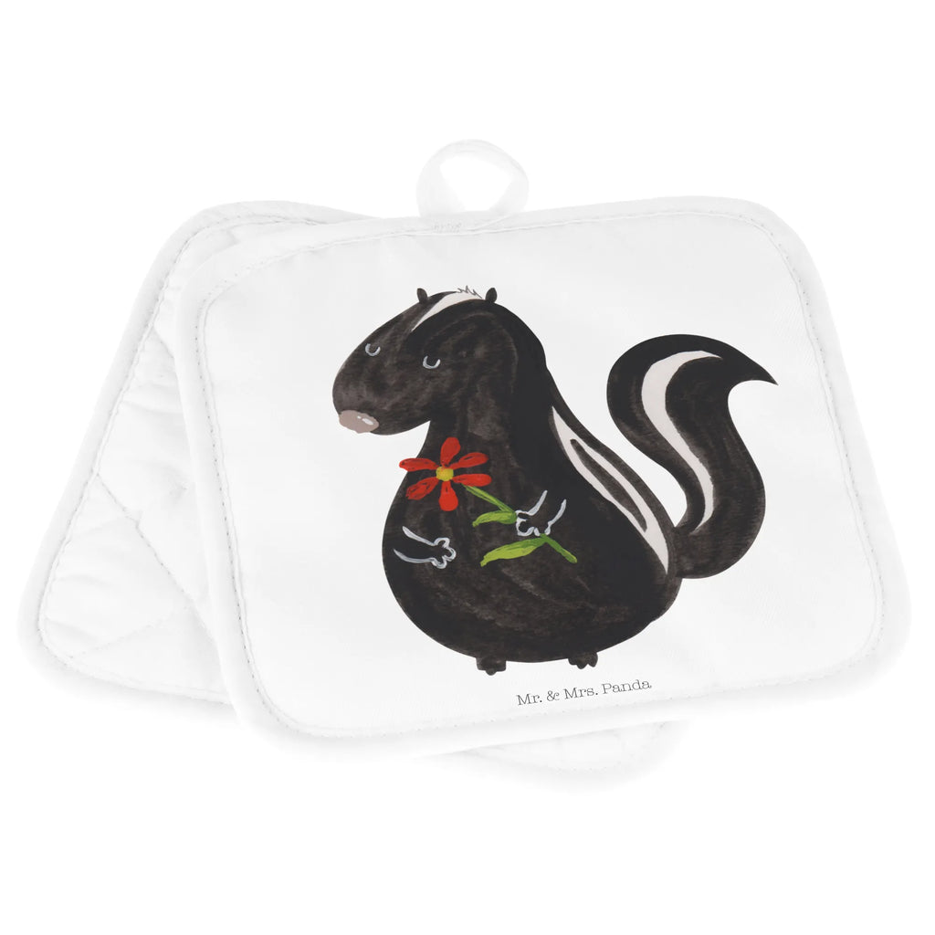 2er Set Topflappen  Stinktier Blume Ofenhandschuh, Topflappen, Topflappen 2er Set, Topflappenset, Topflappen mit Spruch, Ofenhandschuhe, Topflappen Set, Topfhandschuh, Topfuntersetzer, Topfhandschuhe, Topflappen lustig, Schöne Topflappen, Stinktier, Skunk, Stinker, Dreams, Tagträumer, Wildtier, verträumt, Stinki, Raubtier, Träume