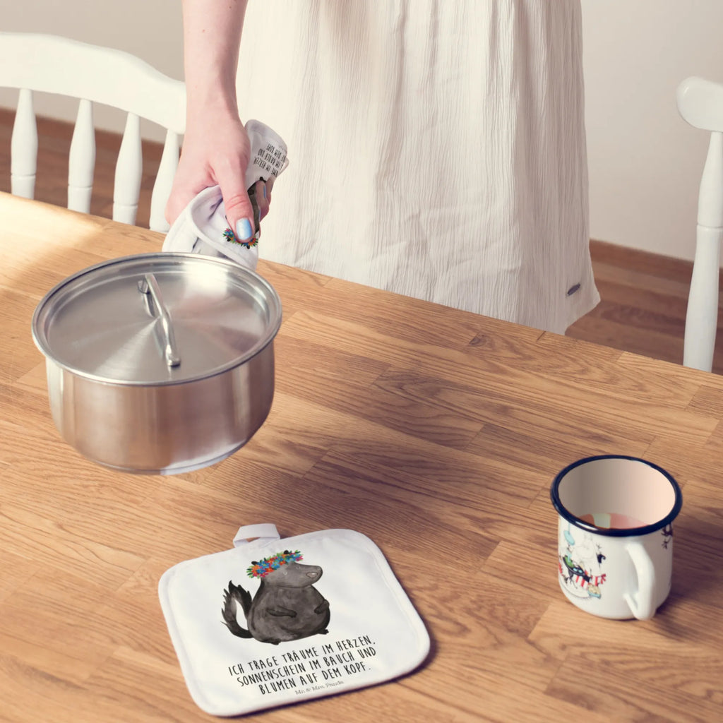 2er Set Topflappen  Stinktier Blumenmaedchen Ofenhandschuhe, Ofenhandschuh, Topflappenset, Topfhandschuhe, Topflappen lustig, Topflappen Set, Topflappen mit Spruch, Schöne Topflappen, Topfhandschuh, Topfuntersetzer, Topflappen 2er Set, Topflappen, Stinktier, Skunk, Wildtier, Raubtier, Stinki, Namaste, Yoga, Stinker