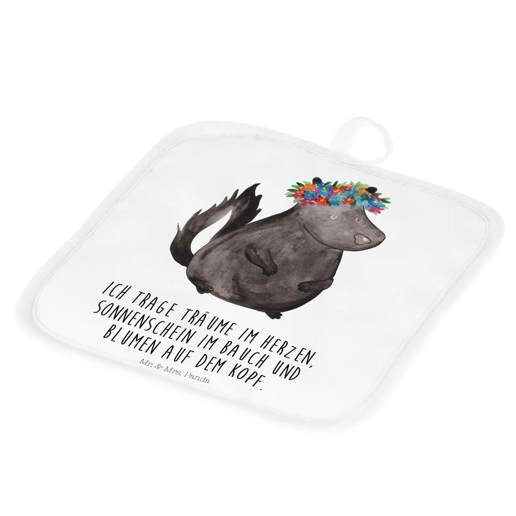 2er Set Topflappen  Stinktier Blumenmaedchen Ofenhandschuhe, Ofenhandschuh, Topflappenset, Topfhandschuhe, Topflappen lustig, Topflappen Set, Topflappen mit Spruch, Schöne Topflappen, Topfhandschuh, Topfuntersetzer, Topflappen 2er Set, Topflappen, Stinktier, Skunk, Wildtier, Raubtier, Stinki, Namaste, Yoga, Stinker