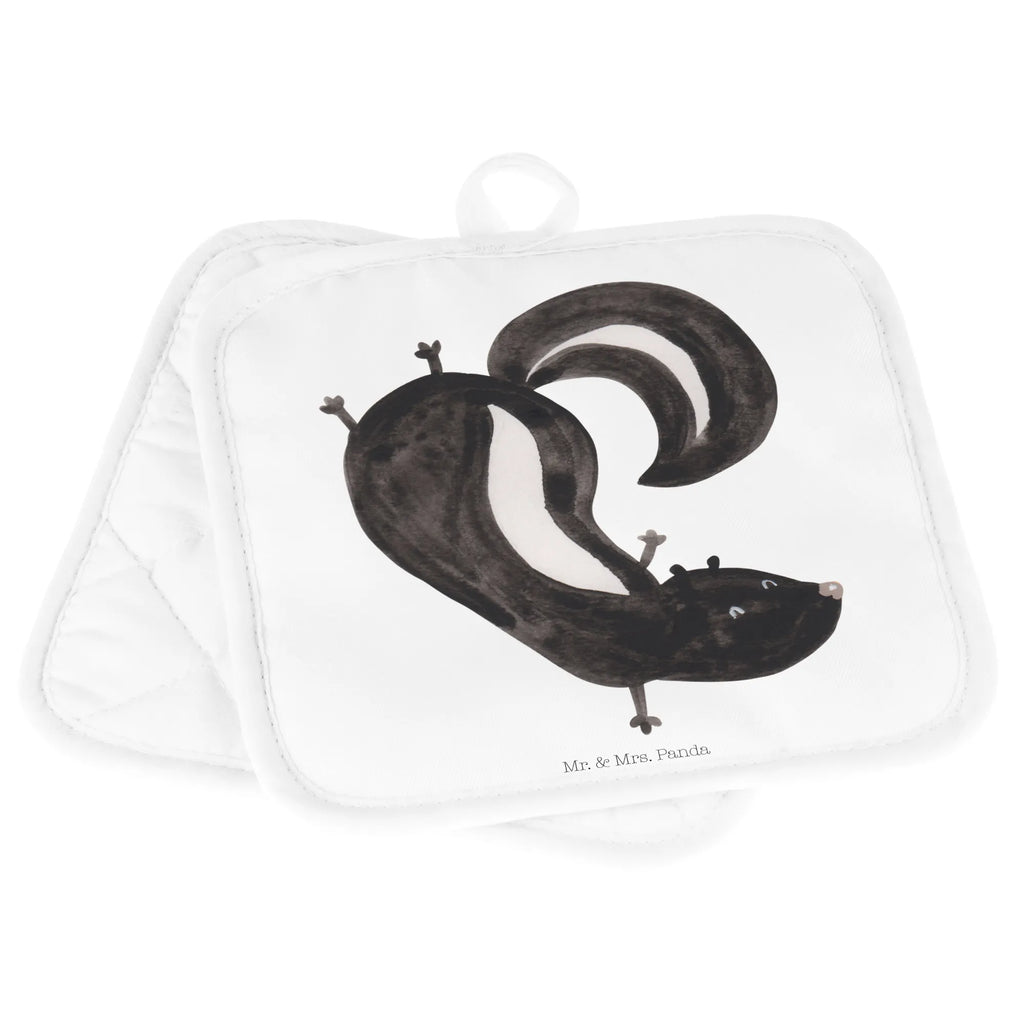 Pot holder skunk handstand Topflappen 2er Set, Topfhandschuhe, 2er Set Topflappen, Topflappen Set, Topfuntersetzer, Topflappen, Topflappenset, topfhalter, Stinktier, Skunk, Verpielt, Raubtier, Stinker, Stinki, Kind, Wildtier, Spielplatz