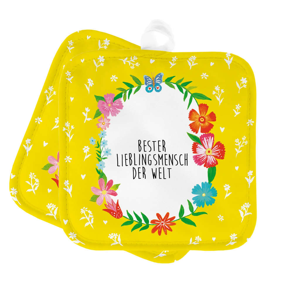 Pot holder Lieblingsmensch gloves, potholders, baking, set, oven cloth set, kitchen, oven glove, oven mitts, cooking, Flowers Love Flower