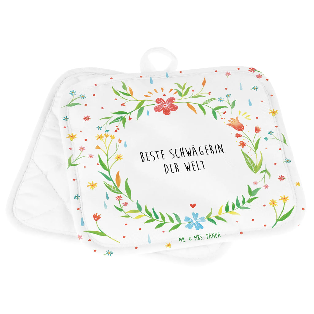 Pot holder Schwägerin potholders, oven cloth set, cooking, kitchen, gloves, oven glove, baking, set, oven mitts, flower love sea of flowers flower meadow