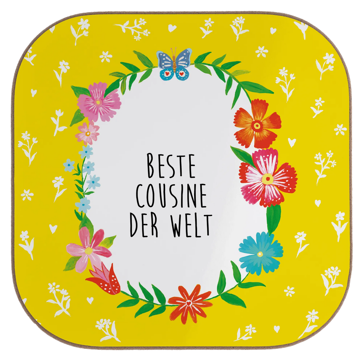 Square coaster Cousine glass coasters, gifts, breakfast, gift, party, presents, Coasters, Flowers Love Flower