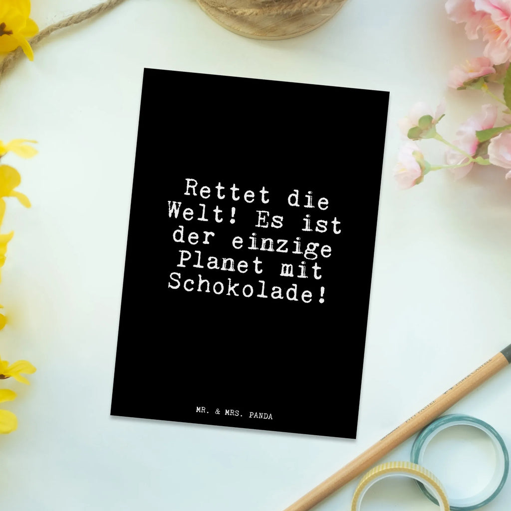Postcard Rettet die Welt! Es... Postcard, paper, postcards, card, invitation, invitation card, letter, gift, gift card, saying, sayings, funny, wisdom, quotes, Glizzer Spell Proverbs Wisdom Quotes Funny Wisdom Words
