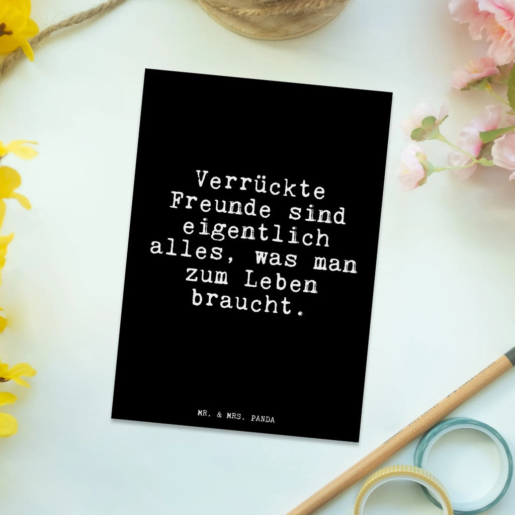 Postcard Verrückte Freunde sind eigentlich... Postcard, postcards, invitation card, gift card, letter, card, gift, paper, invitation, saying, sayings, funny, wisdom, quotes, Glizzer Spell Proverbs Wisdom Quotes Funny Wisdom Words