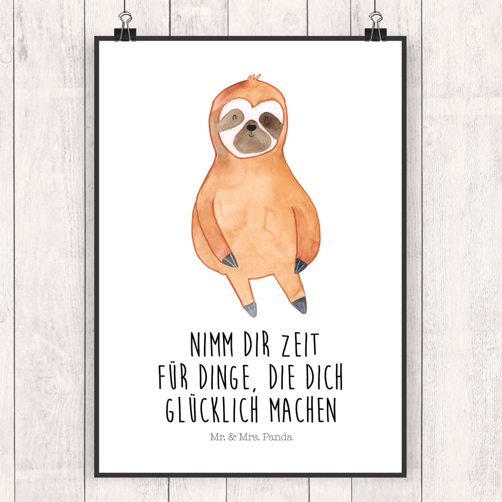 Poster Faultier Zufrieden Wandschmuck, Wanddekoration, Designposter, Bild, drucke, kunstposter, Wanddeko Bild, Wandposter, Plakat, wandkunst, Poster, wanddeko, wanddruck, Wandbild, Posterdruck, grafikposter, Deko Bild, kunstdruck poster, Bild für Wand, kunst für die wand, Mr. & Mrs. Panda Poster, Kunstdruck, Faultier Deko, Faultier, Faultier Geschenk, Lieblingstier, Zufrieden, Relaxen, Ruhe, Happy, glücklich, Zufriedenheit, Frieden, Glück, Pause, Faultiere, faul, Gelassenheit