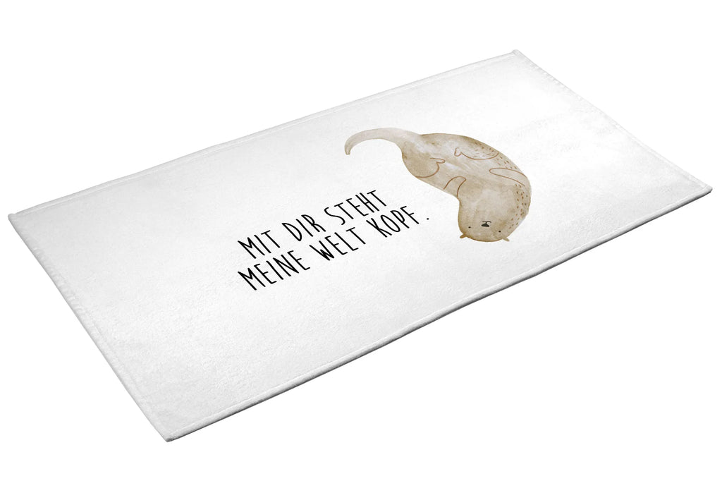 Hand towel otter upside down children, baby, big, bath towel, towels, Towel, bathroom, otter, marten, sea otter, European otter, water mammal, aquatic animal, baby otter, predator, water, otter gifts, animal lover, gift ideas for animal lovers, animal, mammal, water animal, gifts for people in love, Otter Sea Otter Lake Otter