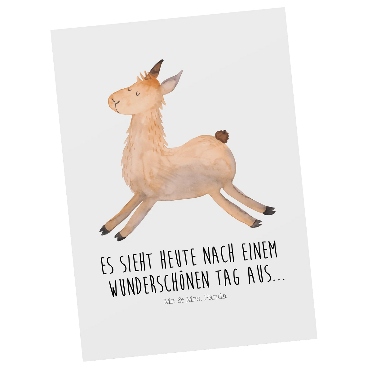 Postcard lama Jump Llama, alpaca, trendy animal, exam, heartache, llamas, girlfriend, good morning, favourite day, graduation, new start, luck