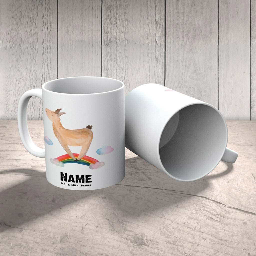 Personalisierte Tasse Lama Regenbogen Drucken, Personalisiert, Personalisierte Tasse, Namen, Tasse mit Namen, Namenstasse, Tasse, Wunschname, Lama, Alpaka, Lamas, Wolkenland, Selbstständig, Regenbogen, Schule, Abi, Hobby, Freiheit, Haters gonna hate, Außenseiter, Haters