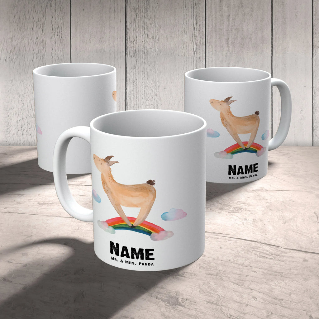 Personalisierte Tasse Lama Regenbogen Drucken, Personalisiert, Personalisierte Tasse, Namen, Tasse mit Namen, Namenstasse, Tasse, Wunschname, Lama, Alpaka, Lamas, Wolkenland, Selbstständig, Regenbogen, Schule, Abi, Hobby, Freiheit, Haters gonna hate, Außenseiter, Haters