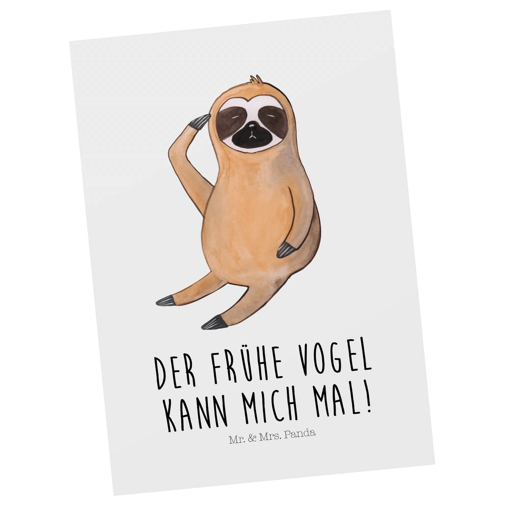 Postkarte Faultier Vogel spruchkarte, Designkarte, bildkarte, Grußkarte, Motivkarte, Ansichtskarten, einzelkarte, kunstkarte, Ansichtskarte, Postkarten, Kunstkarten, Postkarte, Fotokarte, Faultier Deko, Faultier, Faultier Geschenk, Vogel, Früher Vogel, Der Frühe Vogel, Lieblingstier, Faultierwelt, Faultiere, Spinner, Morgenmuffel, faul, Frühaufsteher