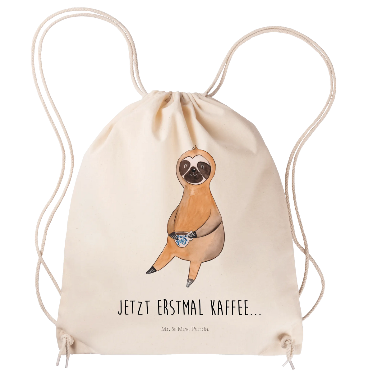 Drawstring bag sloth Coffee trend animal, morning grumbler, first coffee, early riser, coffee cup, lazy, favourite animal, connoisseur
