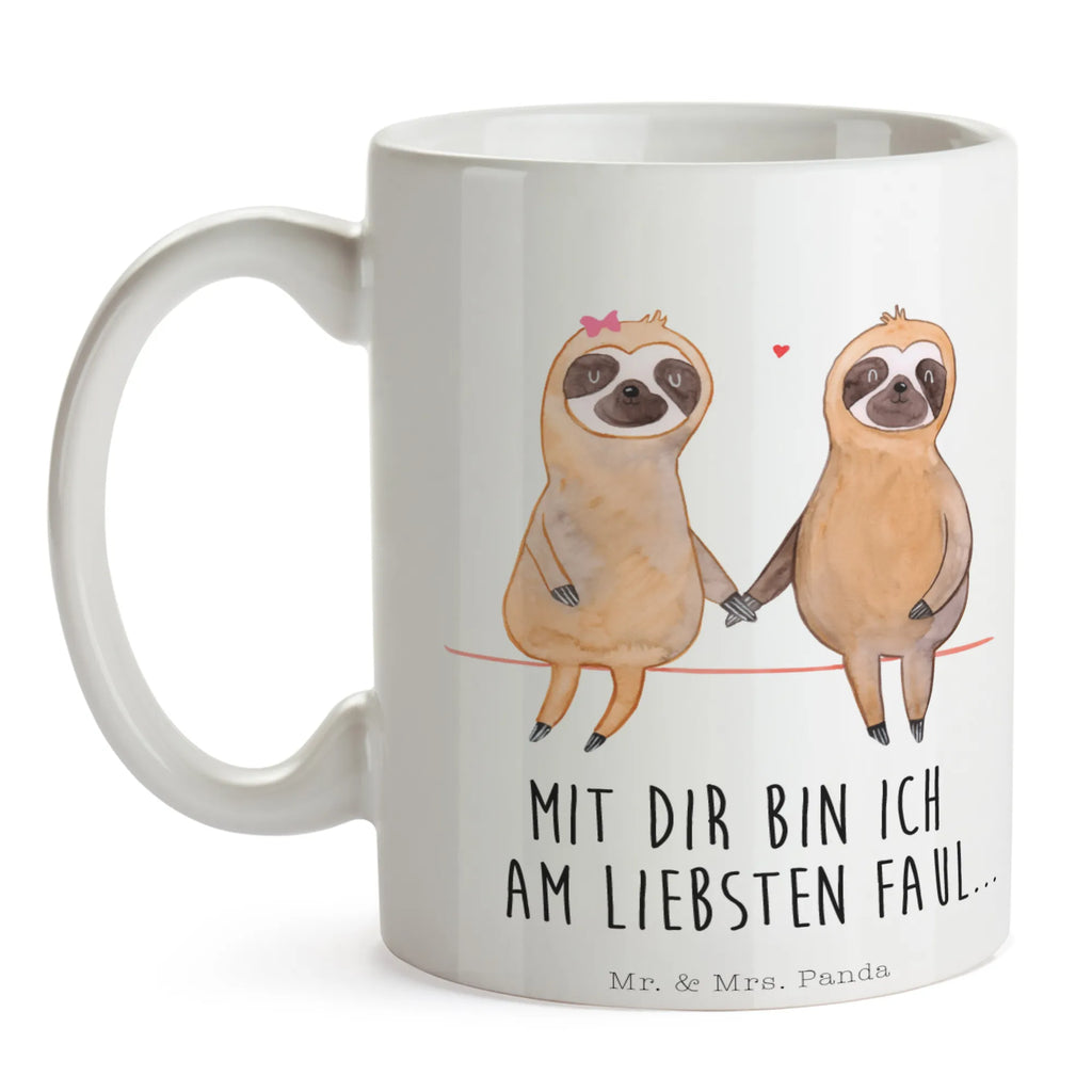 Tasse Faultier Pärchen Teetasse, Tasse, Keramiktasse, Geschenktasse, Porzellantasse, Tasse mit Motiven, Kaffeetasse, Tasse mit Zitaten, Bürotasse, Faultier, Faultier Geschenk, Faultier Deko, Faultierpärchen, Langsamkeit, faul, verliebt, Faultierliebe, Liebespaar, Faultiere, Liebe, Beziehung, gemeinsam, relaxen, Lieblingstier, Pärchen, verlobt