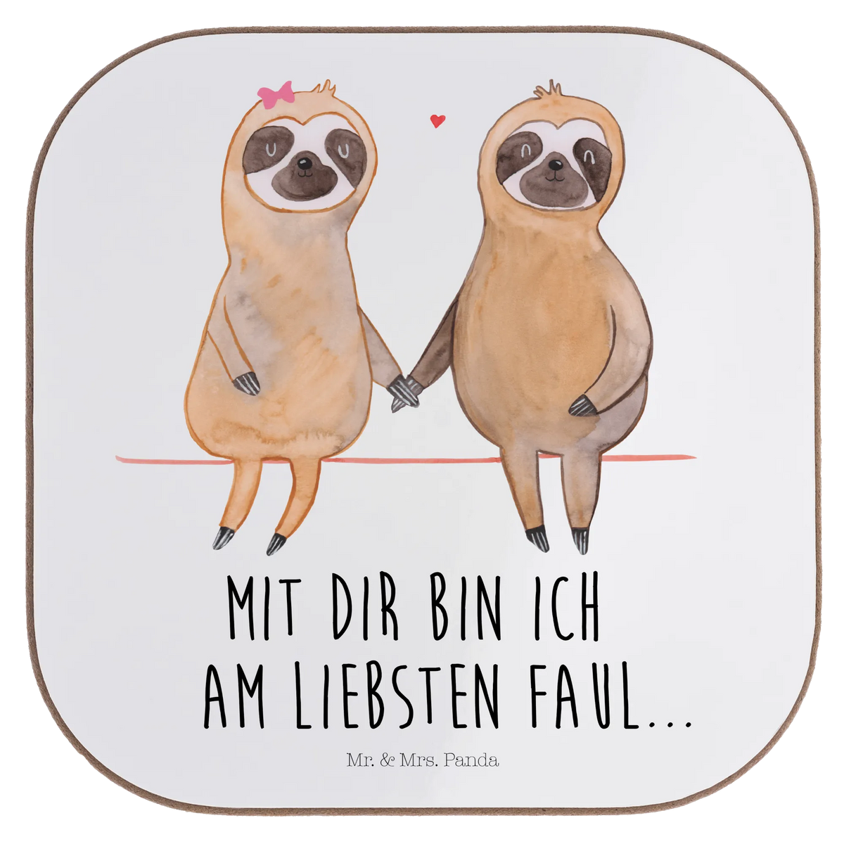 Square coaster sloth pair gift, Coasters, glass coasters, party, breakfast, presents, gifts, Sloth, sloth, trend animal, sloth couple, engaged, sloth love, love, lazy, favourite animal, in love, lovers, relax, together