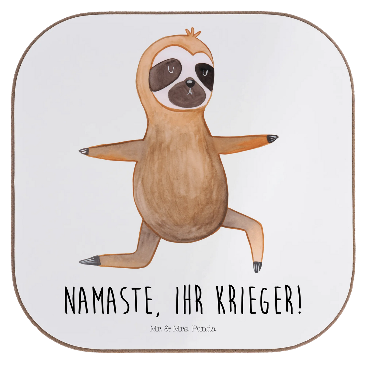 Square coaster sloth yoga trend animal, lazy, favorite animal, warrior, yoga exercises