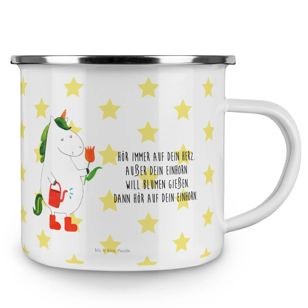 Kempingowy kubek emaliowany jednorożec ogrodnik Jednorożec, jednorożce, dekoracje jednorożca, jednorożec