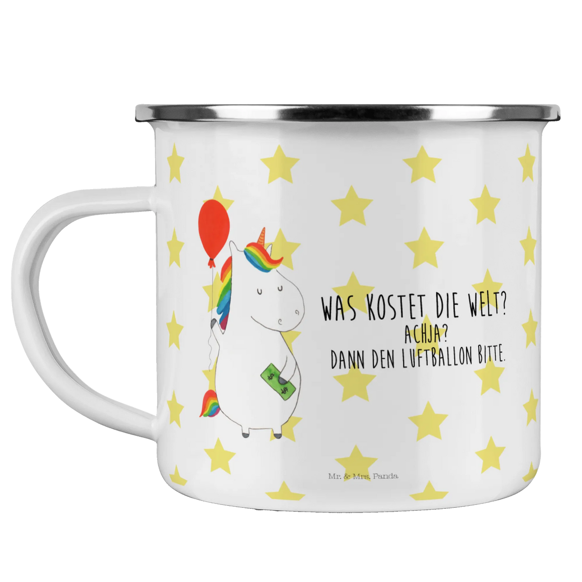Camping Emaille Tasse Einhorn Luftballon Outdoor Becher, Motivtasse, reisetasse, outdoortasse, wanderbecher, metallbecher, Kaffeepott, Pott, Tasse Emaille, emaillebecher, Emaille Tasse, Reisebecher, wandertasse, Emaille Becher, Campingbecher, Teebecher, Outdoor Tasse, Emailletasse, Teetasse, Blechtasse, Campingtasse, becher emaille, blechbecher, Haferl, Unicorn, Einhorn, Einhörner, Einhorn Deko, Luftballon, Lebenslust, Freude, Freundin, Geld, Geschenk