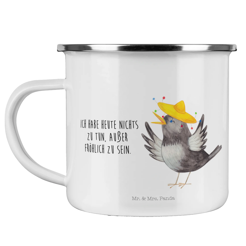Enamel camping mug Crow sombrero wandertasse, Metalltasse, Blechtasse, Tasse Emaille, Teebecher, Reisebecher, Kaffeebecher, Campingbecher, Emaille Tasse, wanderbecher, blechbecher, Trinkbecher, Becher, reisetasse, metallbecher, Teetasse, Emaille Becher, Campingtasse, becher emaille, Kaffeetasse, Emailletasse, emaillebecher, Pott, Tasse, Lustige Sprüche, Tiere, Tiermotive, Gute Laune, Vogel, Motivation, Vögel, Fröhlich sein, Elster, Glück Spruch, glücklich sein, Spruch Positiv, Rabe, Froh