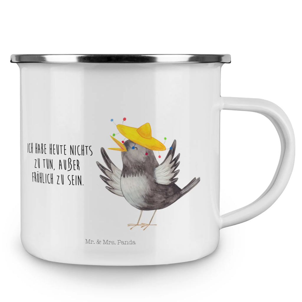 Enamel camping mug Crow sombrero wandertasse, Metalltasse, Blechtasse, Tasse Emaille, Teebecher, Reisebecher, Kaffeebecher, Campingbecher, Emaille Tasse, wanderbecher, blechbecher, Trinkbecher, Becher, reisetasse, metallbecher, Teetasse, Emaille Becher, Campingtasse, becher emaille, Kaffeetasse, Emailletasse, emaillebecher, Pott, Tasse, Lustige Sprüche, Tiere, Tiermotive, Gute Laune, Vogel, Motivation, Vögel, Fröhlich sein, Elster, Glück Spruch, glücklich sein, Spruch Positiv, Rabe, Froh