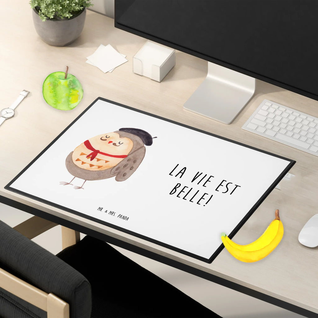 Desk pad Owl France Schreibwaren, Büroartikel, Schreibunterlage, Schreibtisch Unterlagen, Bürobedarf, Schreibtischunterlage Groß, Schreibtischauflage, Eule, La vie est belle, Spruch schön, Eulen, Owl, das Leben ist schön, Spruch Französisch, hibou, Frankreich, Eule Deko