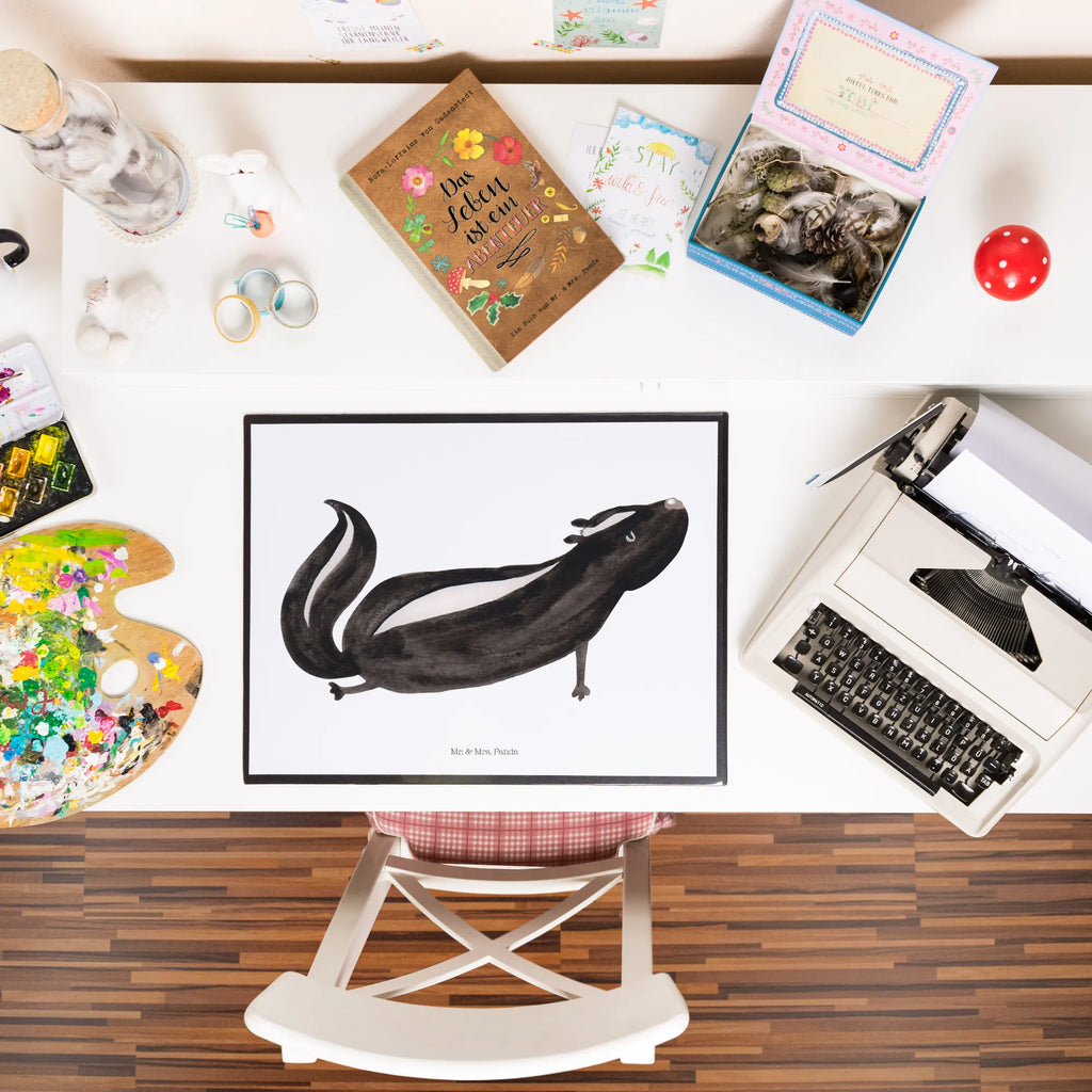 Desk pad skunk yoga desk, girl, office, Desk pad, underlay, children, Skunk, Wild animal, Predator, Laugh, Love, Stinker, Namaste, Live, Stinky, Yoga