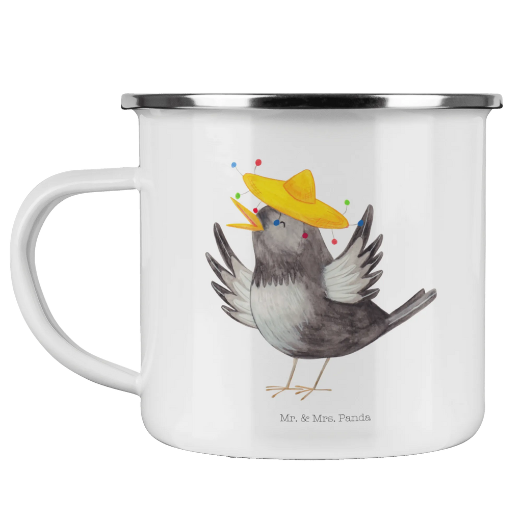 Enamel camping mug Crow sombrero wandertasse, Metalltasse, Blechtasse, Tasse Emaille, Teebecher, Reisebecher, Kaffeebecher, Campingbecher, Emaille Tasse, wanderbecher, blechbecher, Trinkbecher, Becher, reisetasse, metallbecher, Teetasse, Emaille Becher, Campingtasse, becher emaille, Kaffeetasse, Emailletasse, emaillebecher, Pott, Tasse, Lustige Sprüche, Tiere, Tiermotive, Gute Laune, Vogel, Motivation, Vögel, Fröhlich sein, Elster, Glück Spruch, glücklich sein, Spruch Positiv, Rabe, Froh