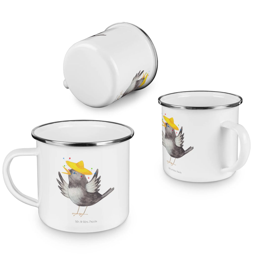 Enamel camping mug Crow sombrero wandertasse, Metalltasse, Blechtasse, Tasse Emaille, Teebecher, Reisebecher, Kaffeebecher, Campingbecher, Emaille Tasse, wanderbecher, blechbecher, Trinkbecher, Becher, reisetasse, metallbecher, Teetasse, Emaille Becher, Campingtasse, becher emaille, Kaffeetasse, Emailletasse, emaillebecher, Pott, Tasse, Lustige Sprüche, Tiere, Tiermotive, Gute Laune, Vogel, Motivation, Vögel, Fröhlich sein, Elster, Glück Spruch, glücklich sein, Spruch Positiv, Rabe, Froh