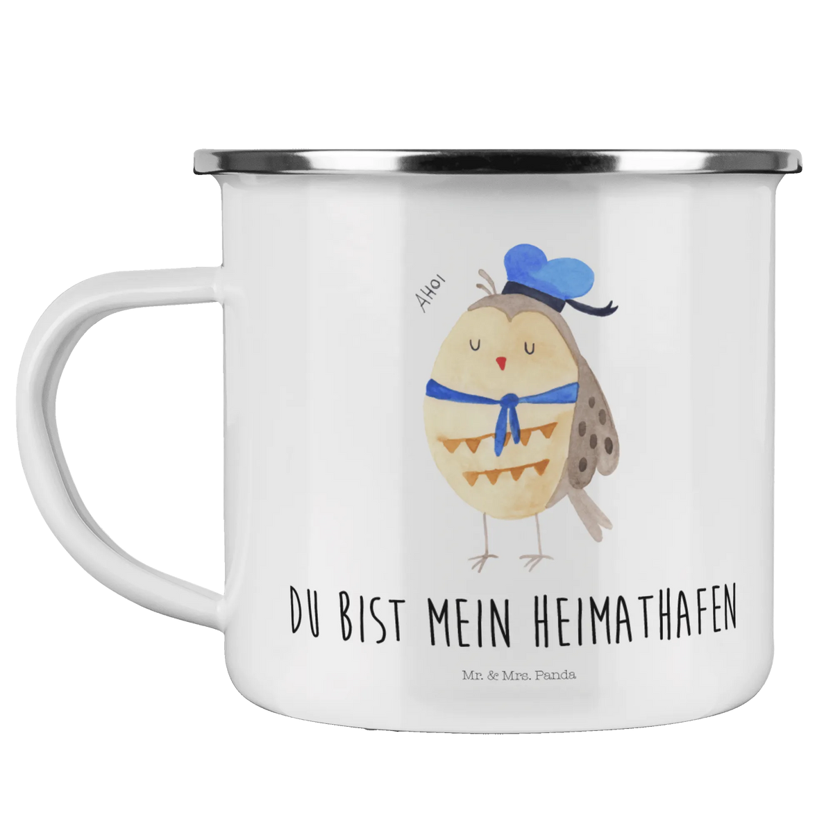 Camping Emaille Tasse Eule Matrose Campingtasse, blechbecher, Emailletasse, wanderbecher, Haferl, Reisebecher, Outdoor Becher, Pott, Campingbecher, becher emaille, Teetasse, Emaille Tasse, Outdoor Tasse, Kaffeepott, Blechtasse, outdoortasse, wandertasse, reisetasse, Motivtasse, emaillebecher, Tasse Emaille, Emaille Becher, metallbecher, Teebecher, Eule, Eule Deko, Ehe, Wortspiel Lustig, Seefahrer, Matrose, Eule Spruch, Freundin, Heimathafen, Hochzeitstag Geschenk, Owl